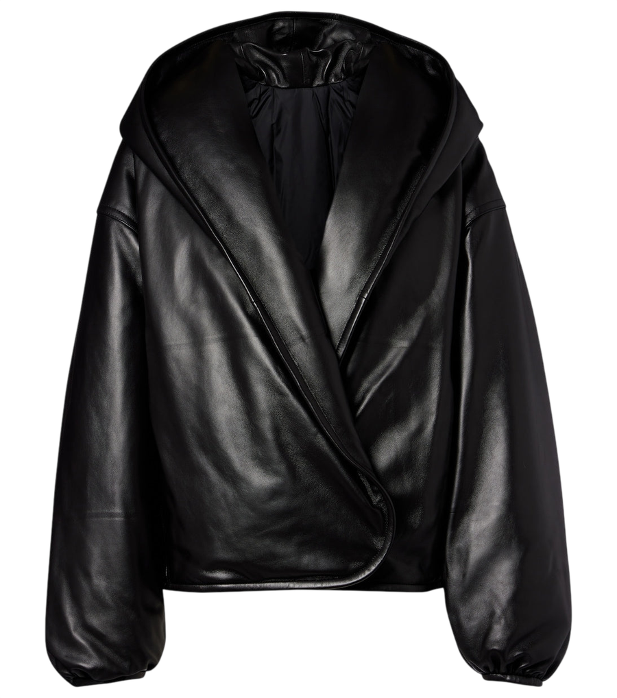 Alaïa Hooded leather bomber jacket