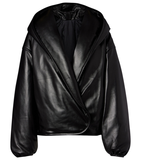 Alaïa Hooded leather bomber jacket