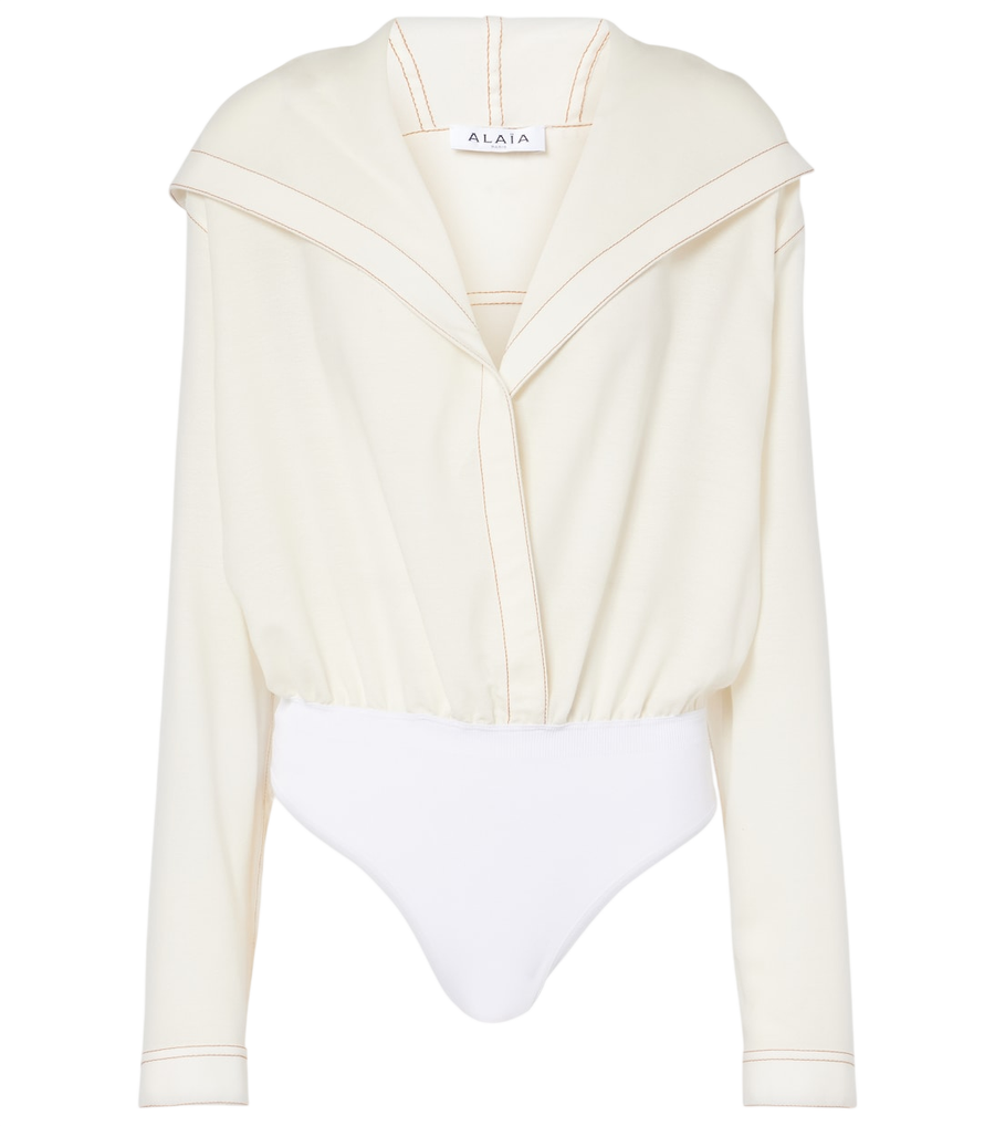 Alaïa Hooded wool-blend bodysuit