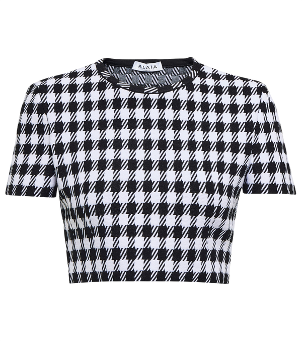 Alaïa Top cropped pied-de-poule