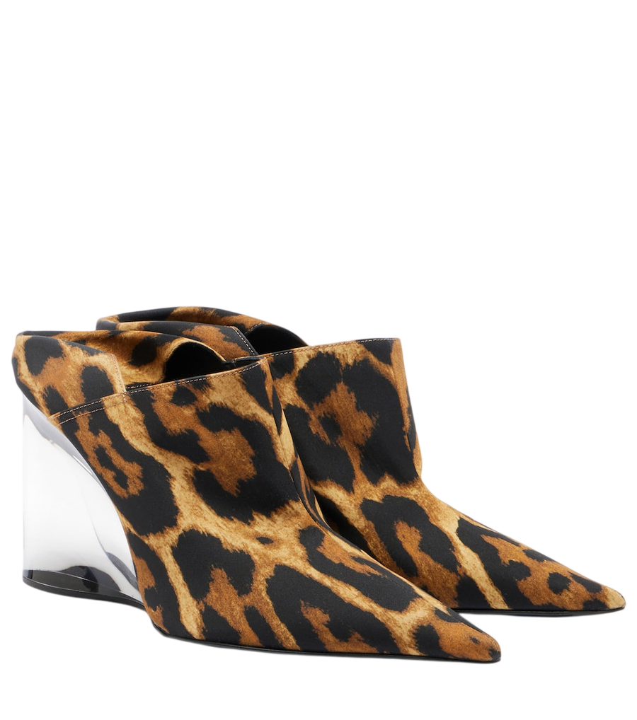 Alaïa Invisible animal-print twill wedge mules