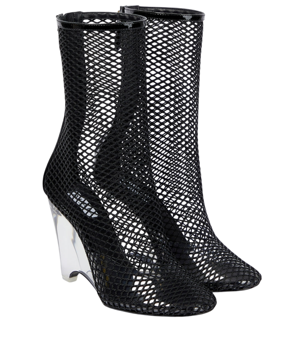 Alaïa La Cage mesh and PU wedge ankle boots