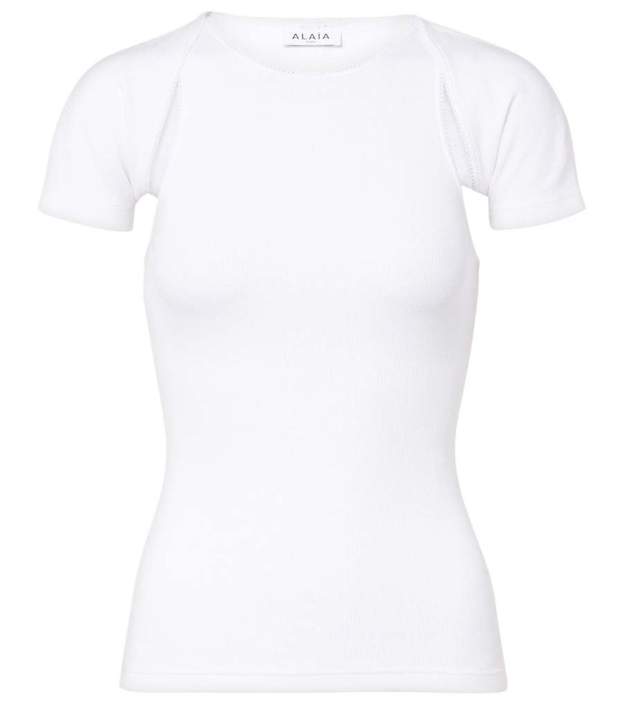 Alaïa Layered ribbed-knit jersey top