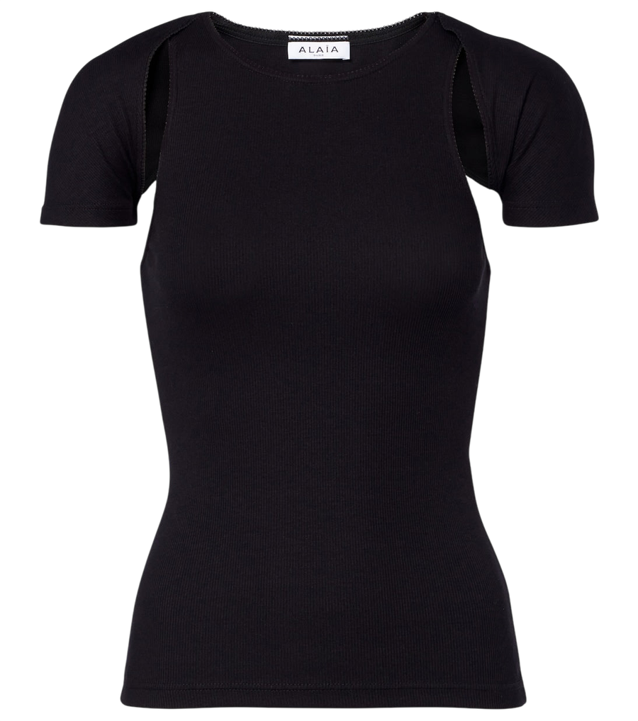 Alaïa Layered ribbed-knit jersey top