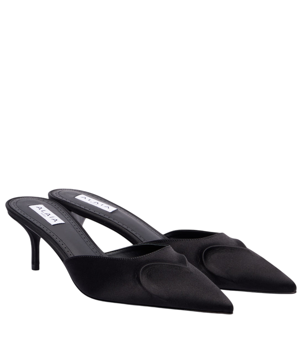 Alaïa Le Cœur 3D 55 satin mules