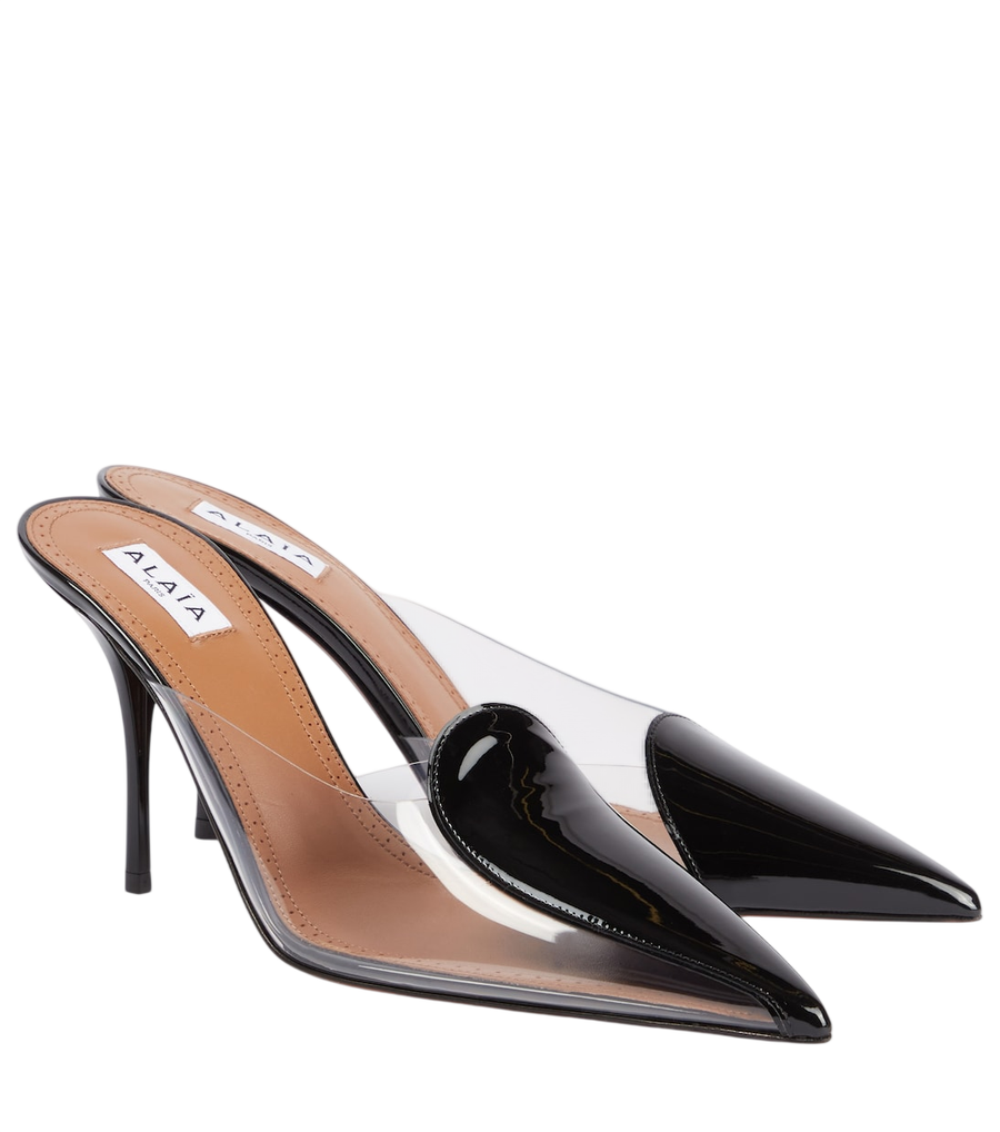 Alaïa Le Cœur Abstrait 90 patent leather mules