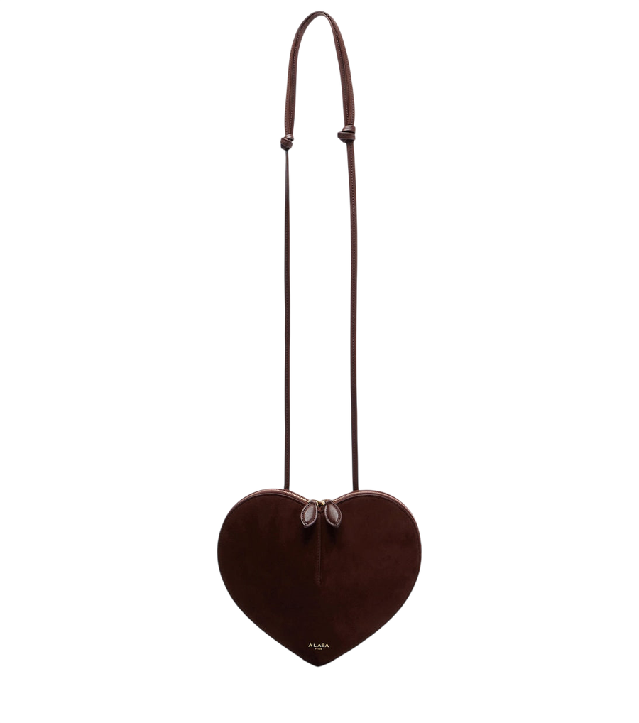 Alaïa Le Cœur Small leather and suede shoulder bag