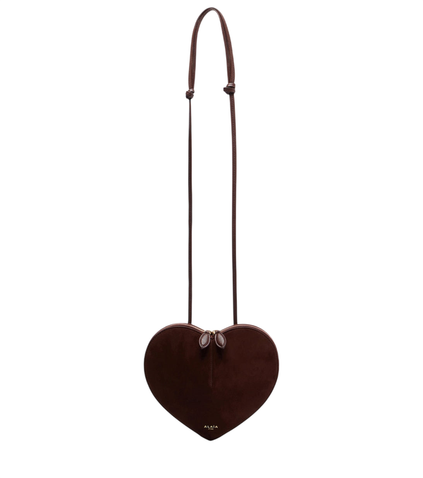 Alaïa Le Cœur Small leather and suede shoulder bag