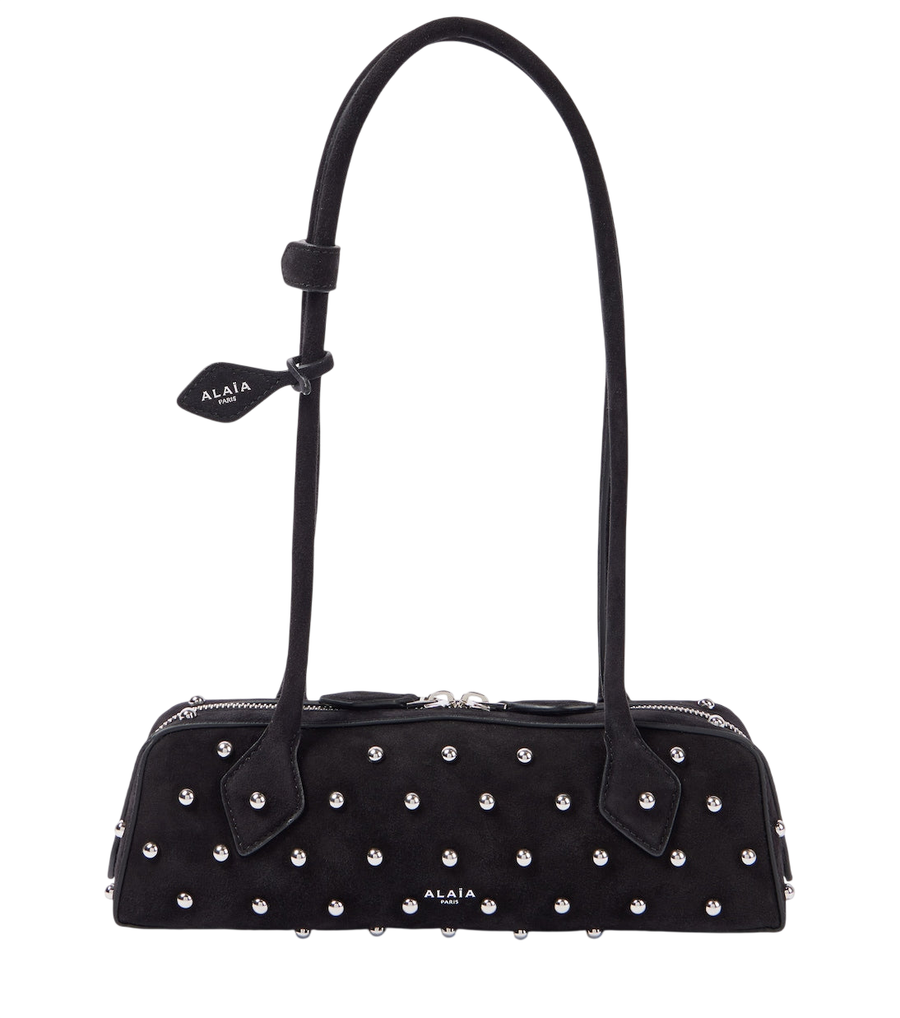 Alaïa Le Teckel Small studded suede shoulder bag