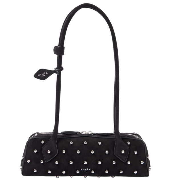 Alaïa Le Teckel Small studded suede shoulder bag