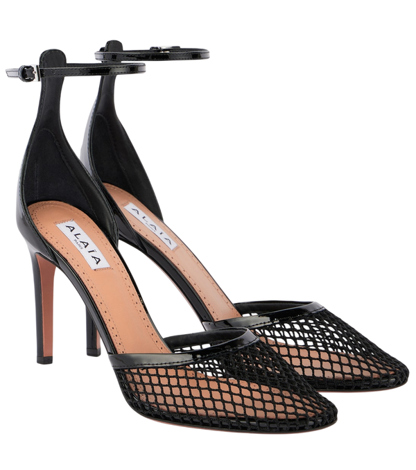 Alaïa Sapatos de malha com acabamento em couro