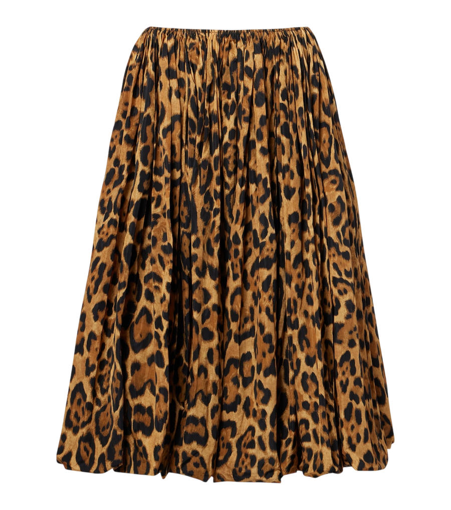 Alaïa Leopard-print taffeta midi skirt