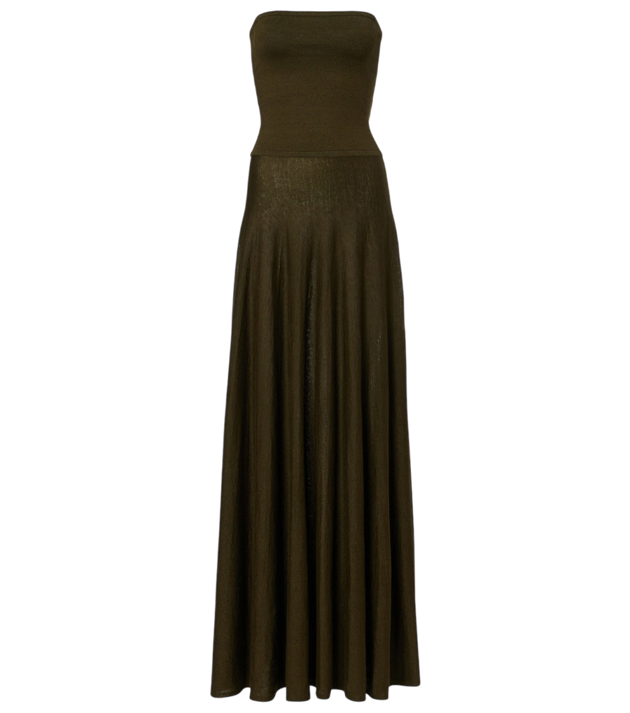 Alaïa Linen-blend bustier dress