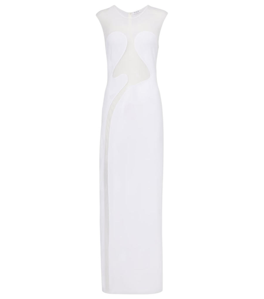 Alaïa Mesh-trimmed maxi dress