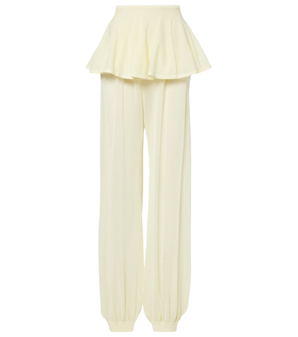 Alaïa Mid-rise semi-sheer wide-leg pants