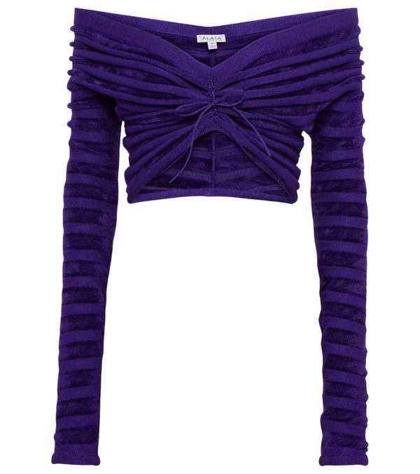 Alaïa Blusa ombro a ombro com detalhe franzido
