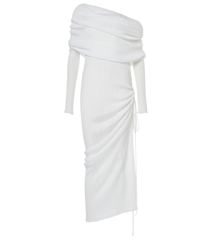 Robe longue Alaïa froncée à épaules dénudées