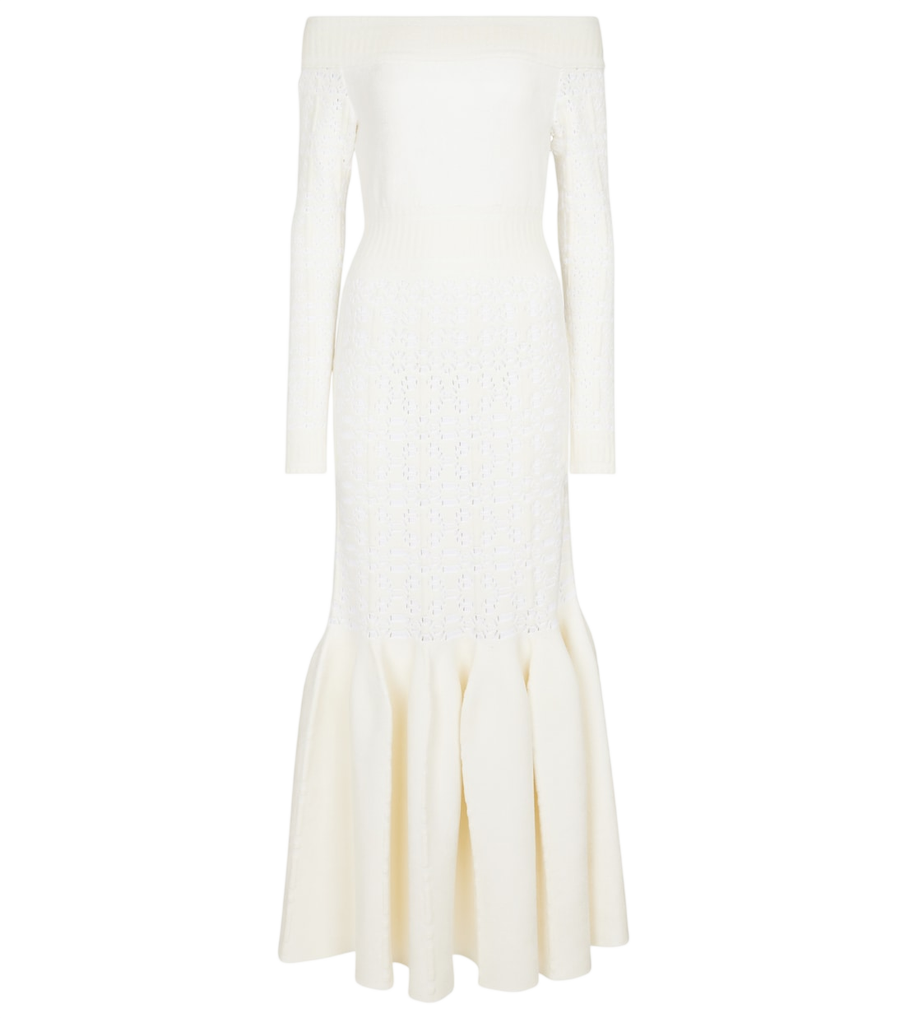 Robe longue Alaïa à épaules dénudées, bordée de velours