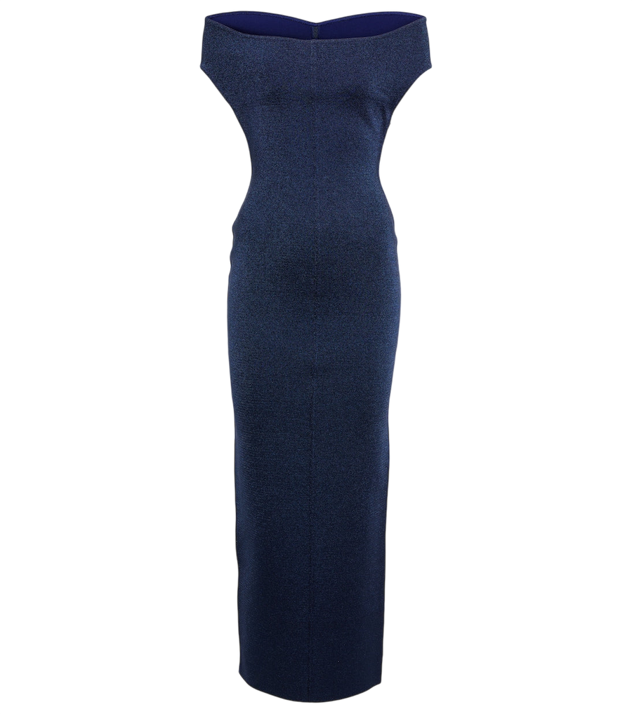 Robe longue Alaïa à épaules dénudées en laine mélangée et Lurex®