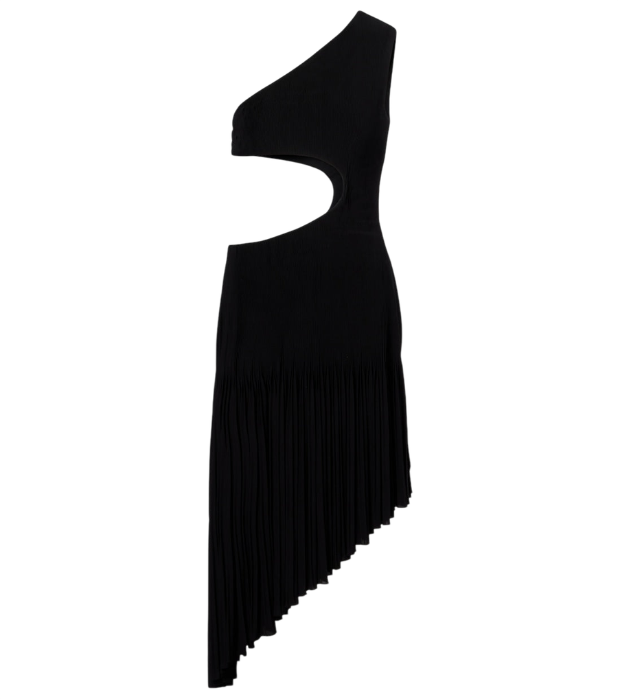 Robe midi asymétrique à une épaule avec découpe Alaïa