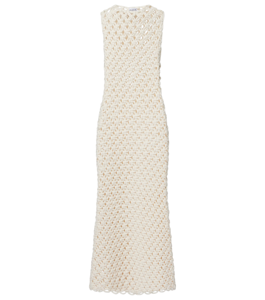 Alaïa Open-knit cotton-blend maxi dress