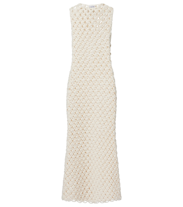 Alaïa Open-knit cotton-blend maxi dress
