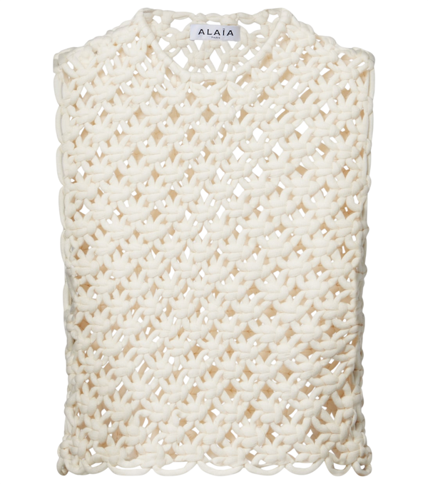 Alaïa Open-knit cotton-blend top