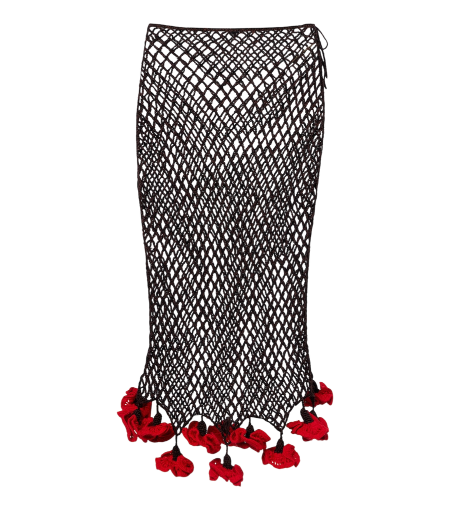 Falda midi de algodón de punto abierto Alaïa