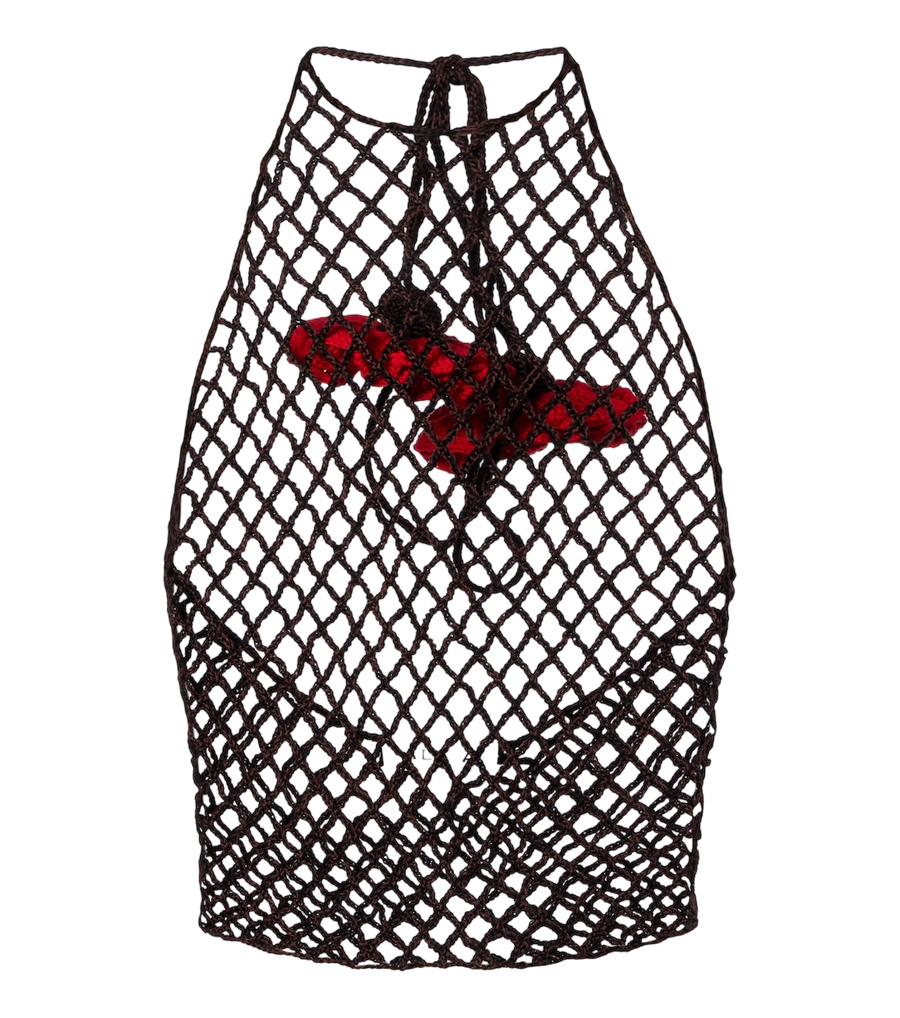 Top de algodón con cuello halter y tejido abierto de Alaïa