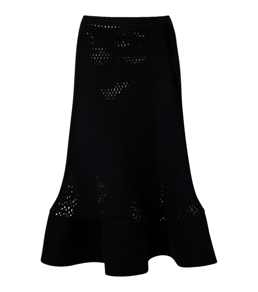Falda midi de mezcla de lana de punto abierto Alaïa