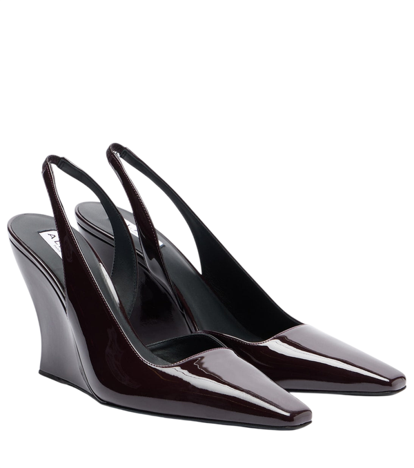 Alaïa Patent leather wedge slingback pumps
