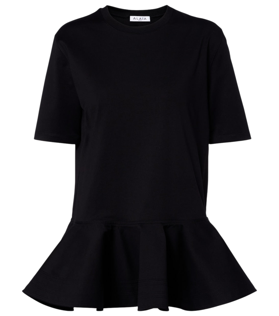 Camiseta de punto de algodón con péplum de Alaïa