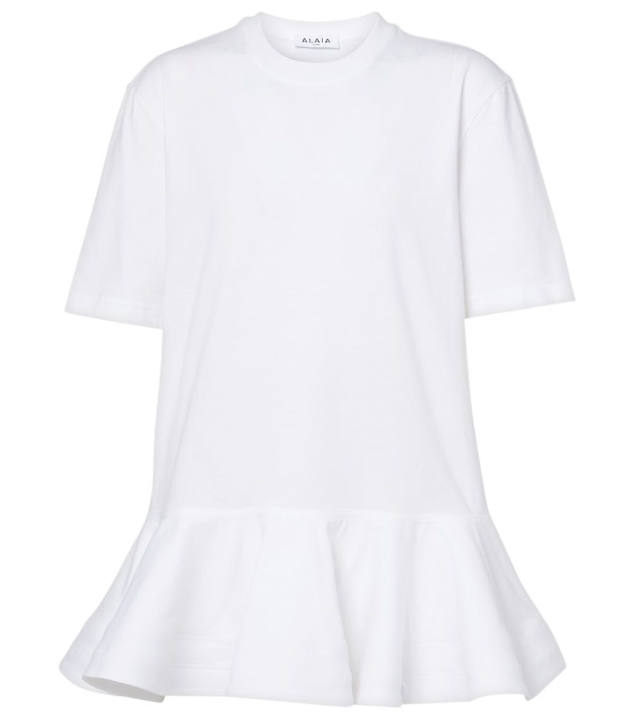 T-shirt à basque en jersey de coton Alaïa