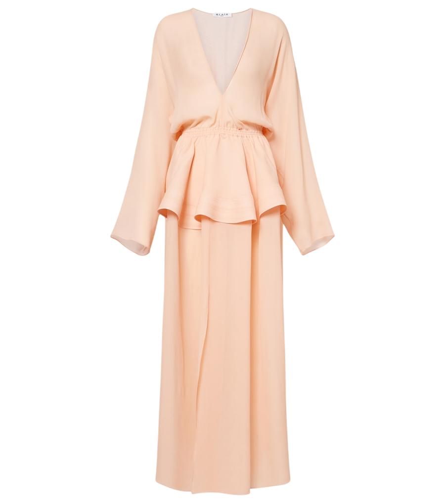 Alaïa Peplum georgette maxi dress
