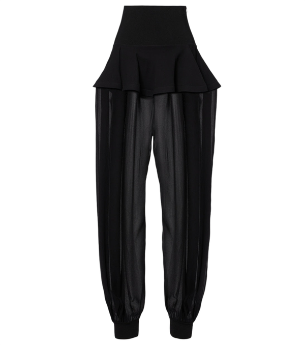 Alaïa Peplum georgette wide-leg pants
