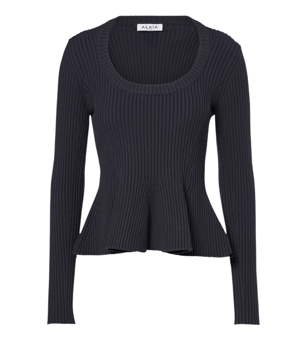 Alaïa Peplum wool-blend top