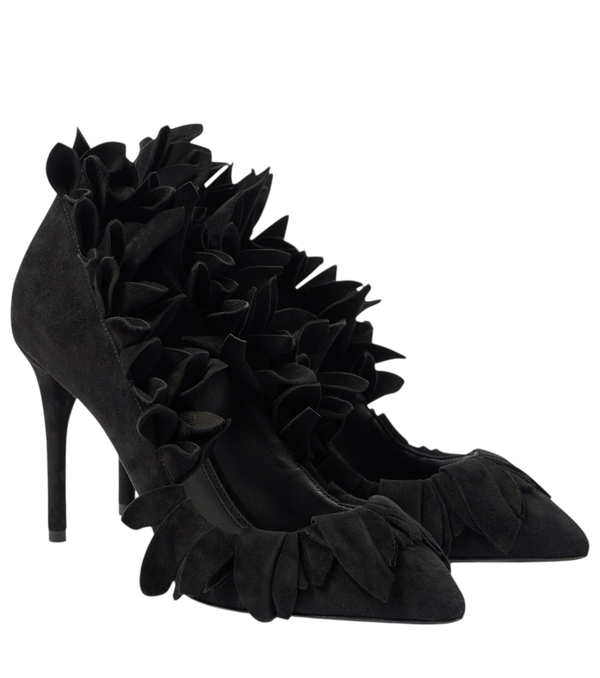Zapatos de tacón con volantes de ante Petal de Alaïa