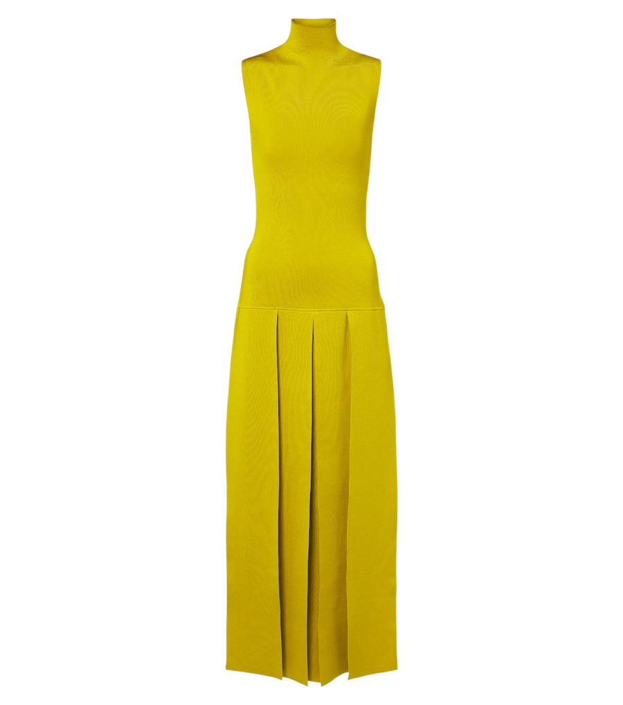 Robe longue en maille plissée Alaïa