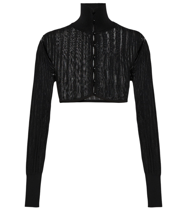 Alaïa Ribbed-knit cropped cardigan