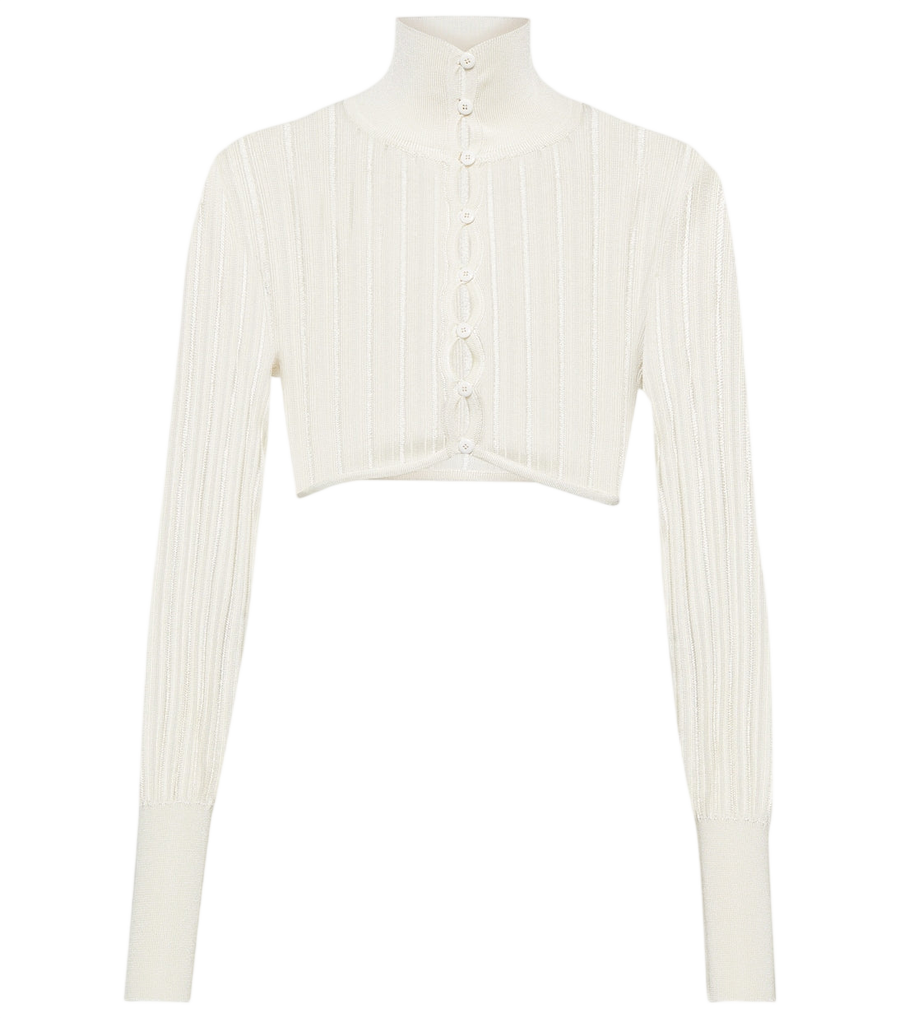 Alaïa Ribbed-knit cropped cardigan