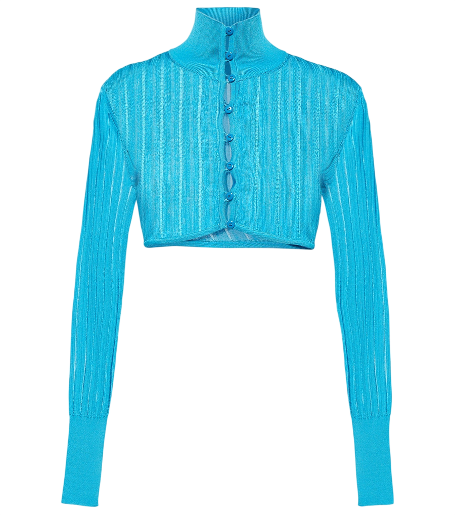Alaïa Ribbed-knit cropped cardigan