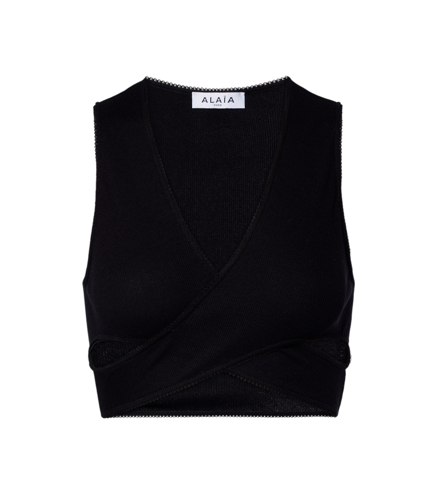 Alaïa Ribbed-knit jersey crop top