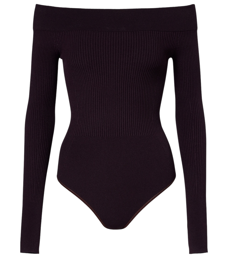 Body de punto acanalado con hombros descubiertos de Alaïa
