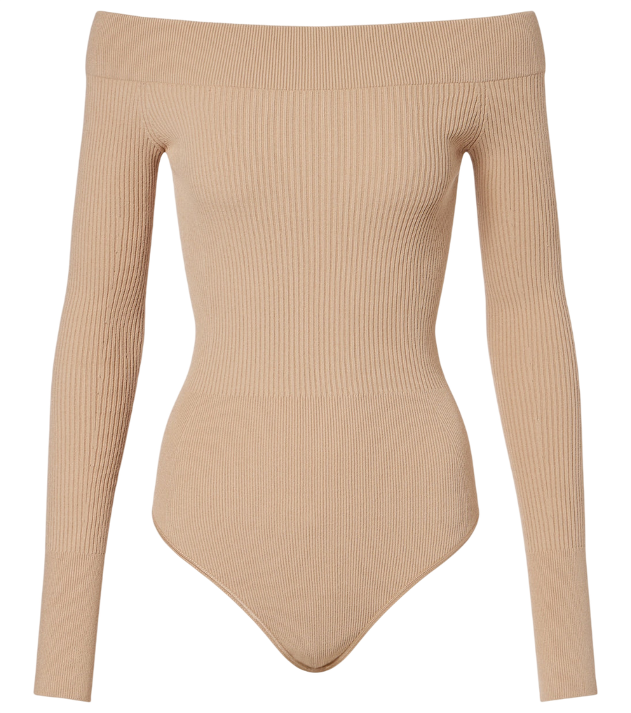 Body de punto acanalado con hombros descubiertos de Alaïa