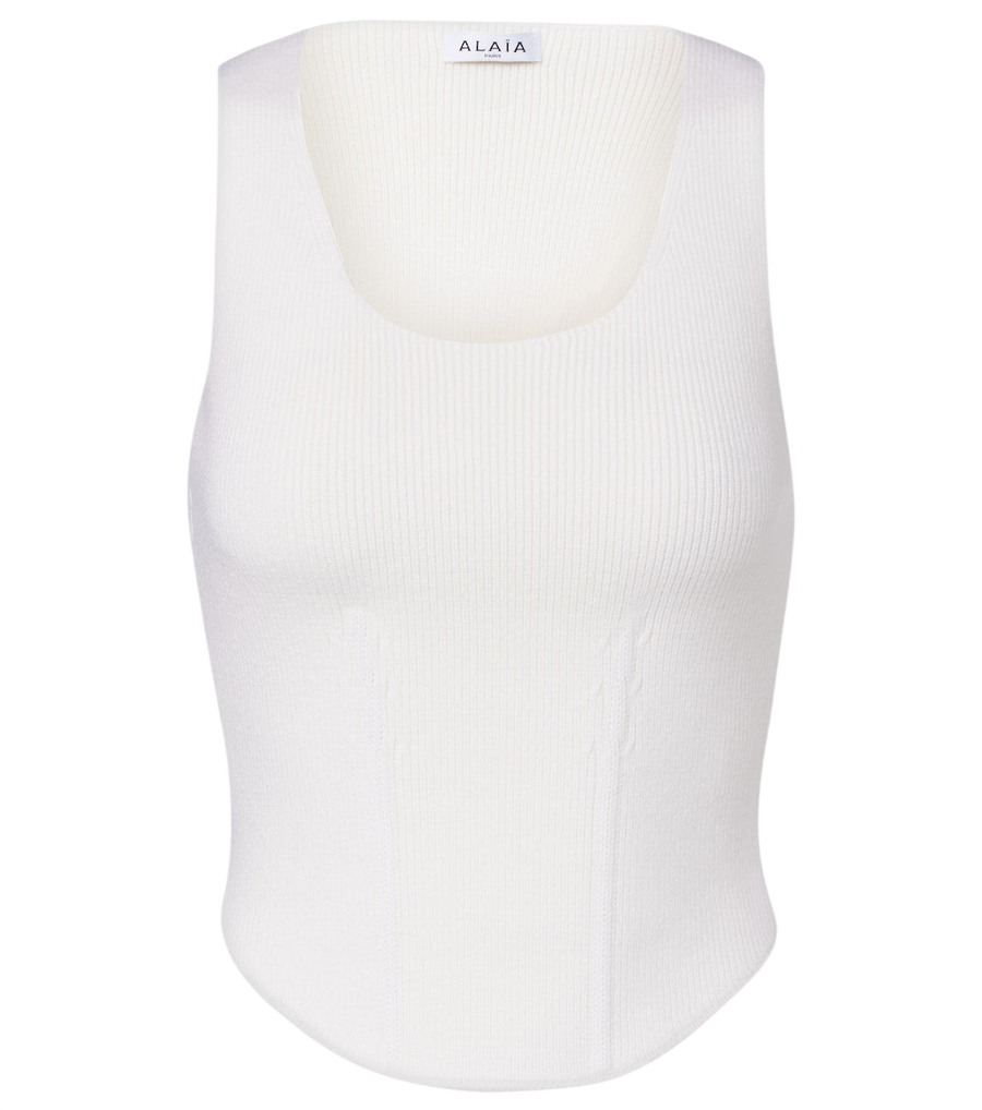Bustier en maille côtelée mélangée de laine Alaïa