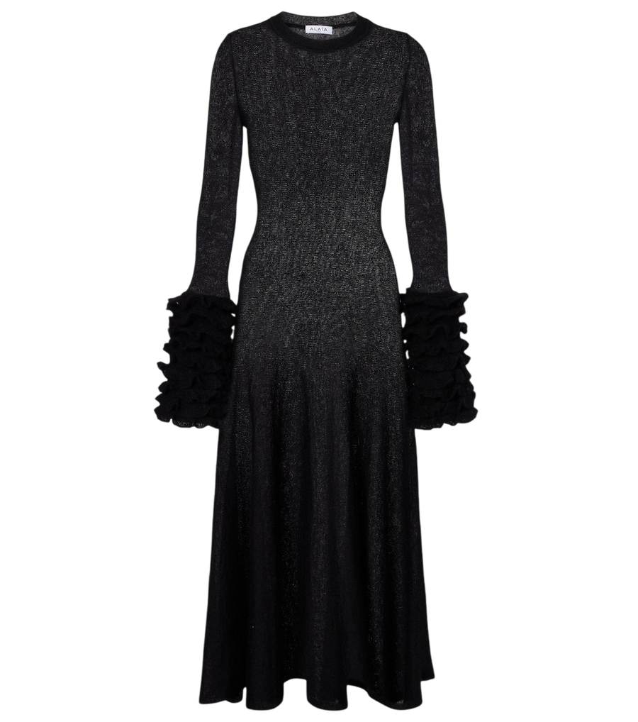 Alaïa Ruffled mohair-blend midi dress