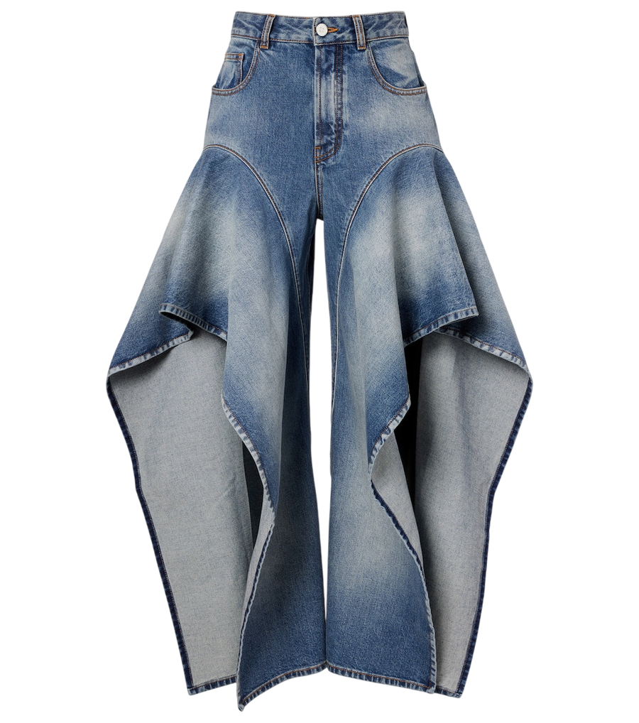 Jeans anchos con volantes Alaïa