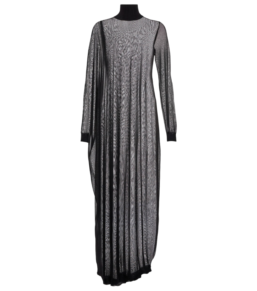 Robe longue transparente à col montant Alaïa