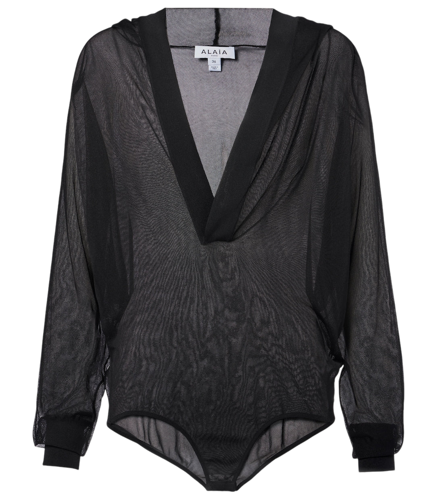 Body transparent à capuche Alaïa