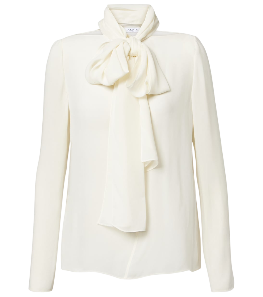 Blouse Alaïa transparente à col noué